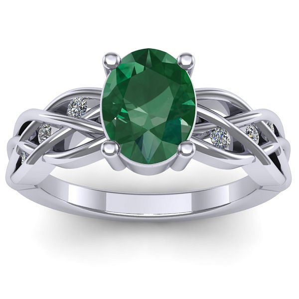 Inel cu smarald oval