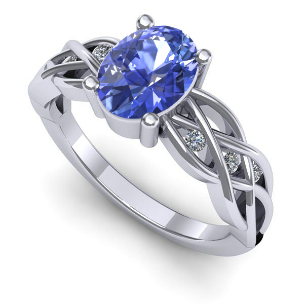 Inel de logodna din aur alb cu tanzanit