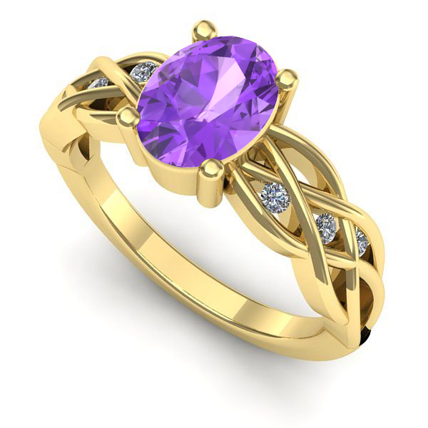 Inel de logodna din aur galben cu ametist