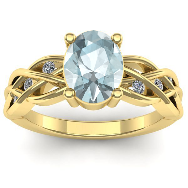 Inel logodna cu aquamarin oval