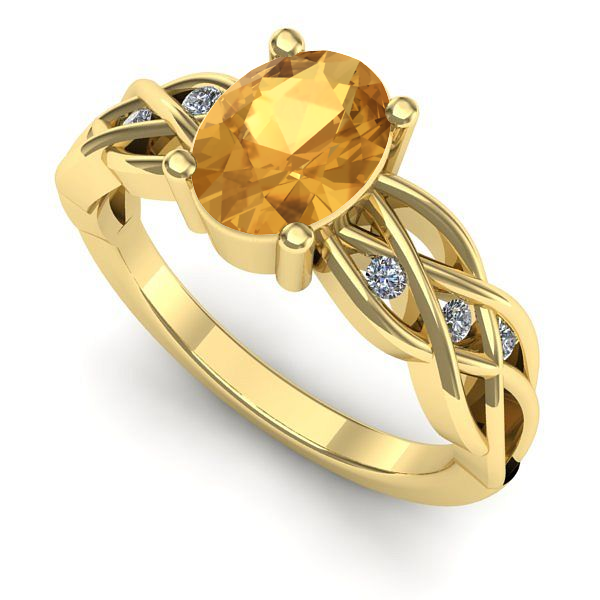 Inel din aur galben cu citrin