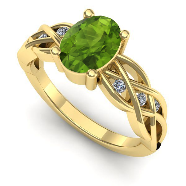 Inel logodna din aur galben cu peridot