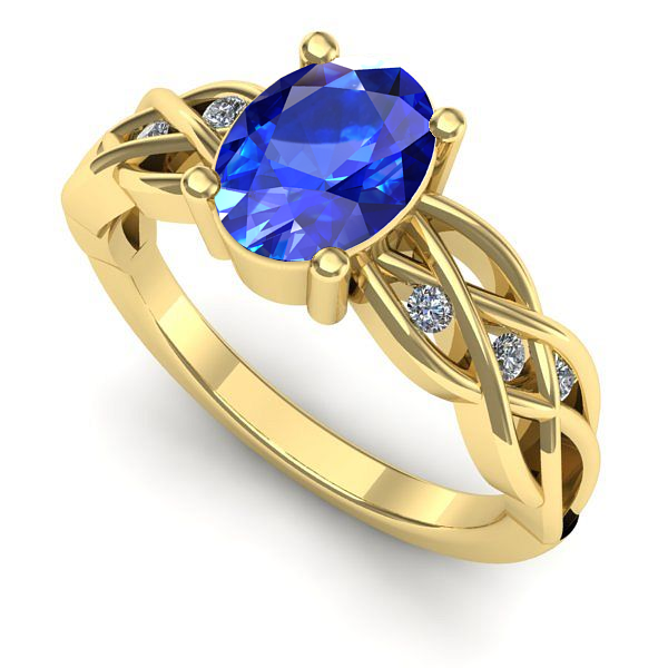 Inel logodna din aur galben cu safir