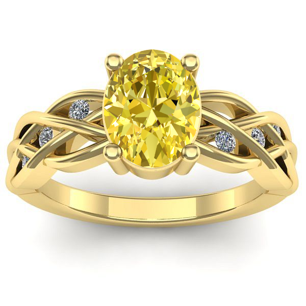 Inel logodna cu safir galben oval