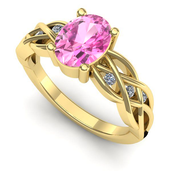 Inel de logodna din aur galben cu safir roz