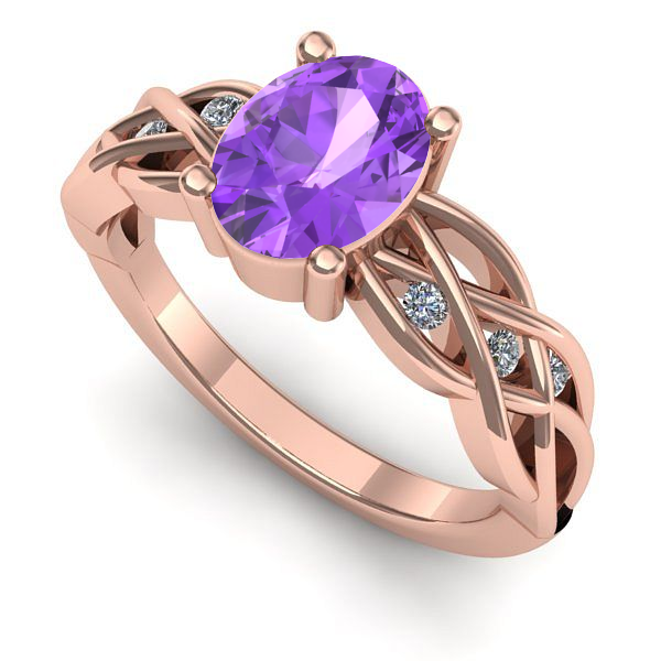 Inel din aur roz cu ametist