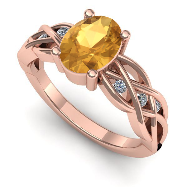 Inel din aur roz cu citrin