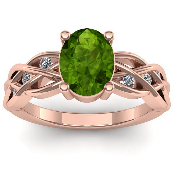 Inel de logodna cu peridot oval