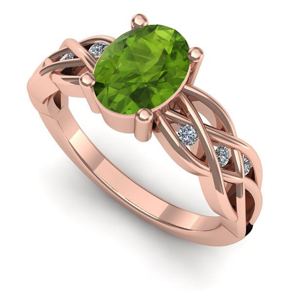 Inel din aur roz cu peridot