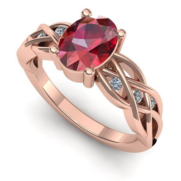 Inel de logodna din aur roz cu rubin