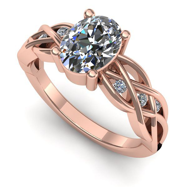 Inel din aur roz cu safir alb