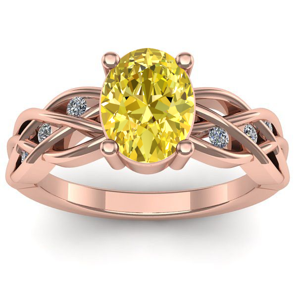 Inel de logodna cu safir galben oval