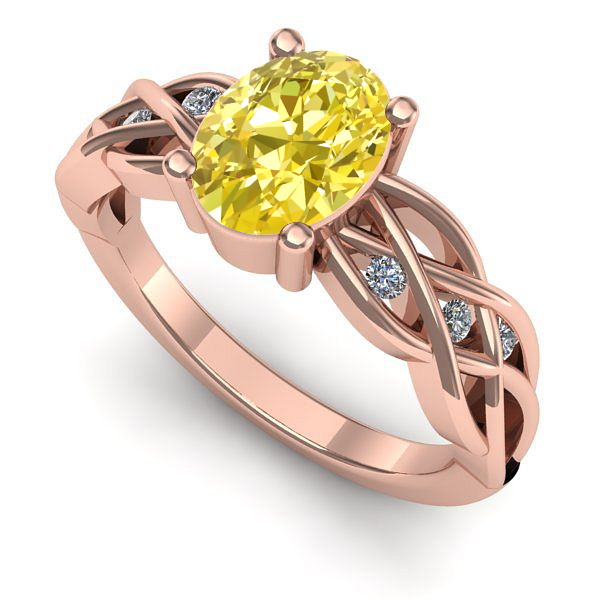 Inel logodna din aur roz cu safir galben