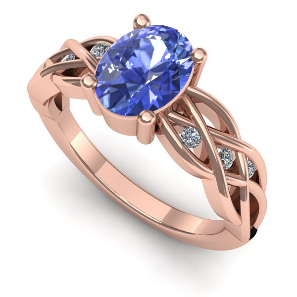 Inel de logodna din aur roz cu tanzanit