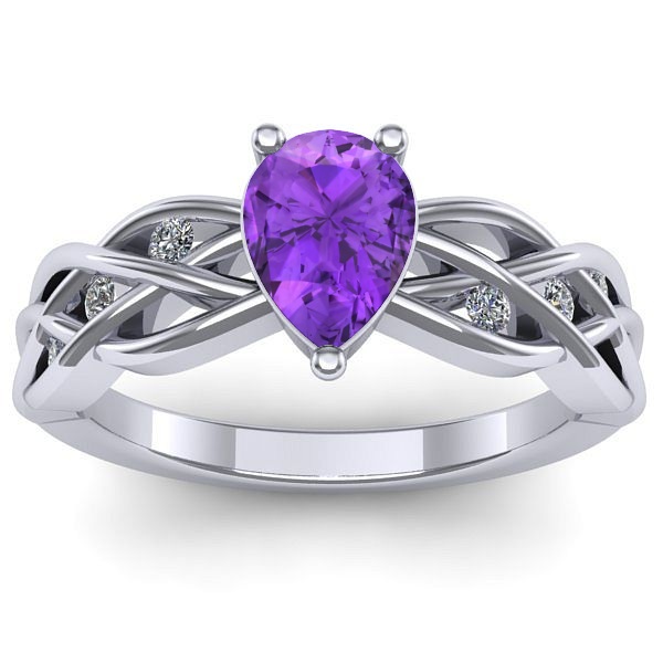 Inel de logodna cu ametist lacrima