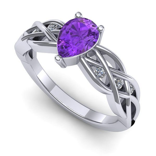 Inel din aur alb cu ametist