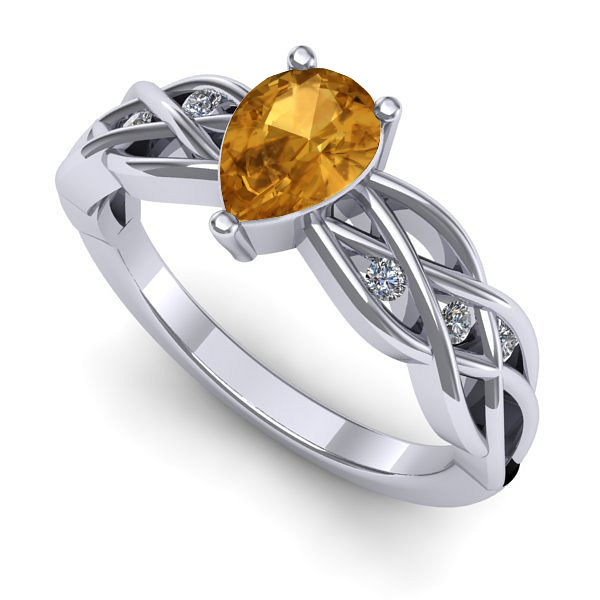 Inel din aur alb cu citrin