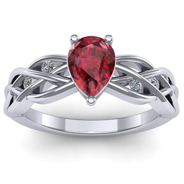 Inel logodna cu rubin lacrima