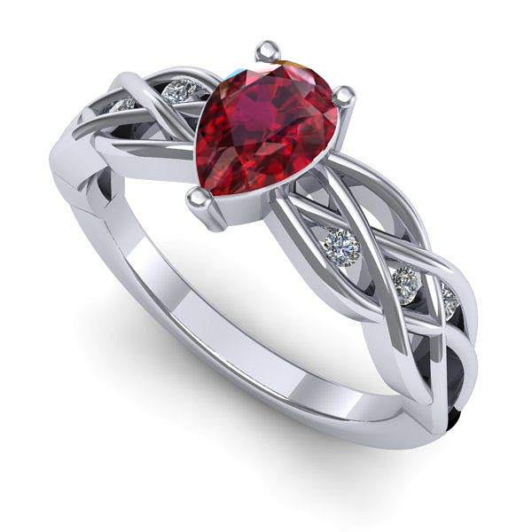 Inel din aur alb cu rubin