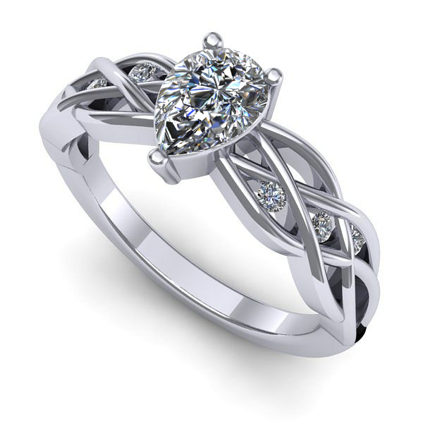 Inel de logodna din aur alb cu safir alb