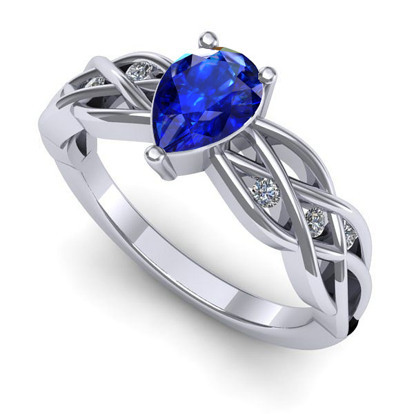 Inel din aur alb cu safir