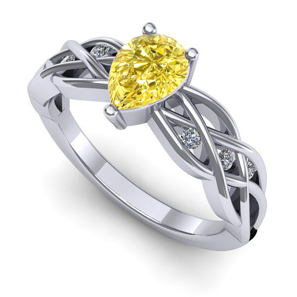 Inel din aur alb cu safir galben