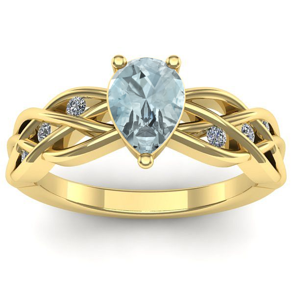 Inel logodna cu aquamarin lacrima