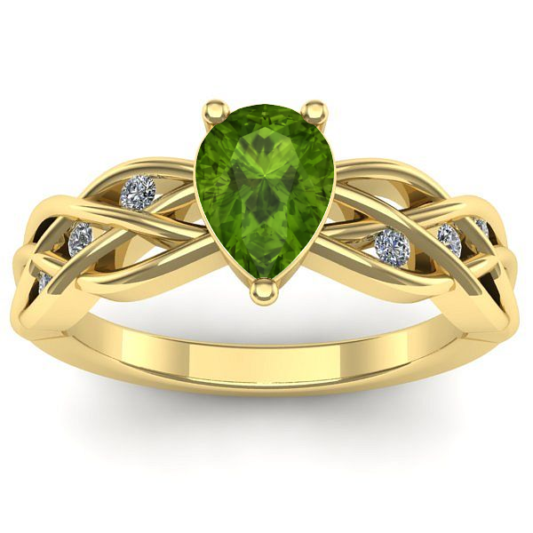 Inel logodna cu peridot lacrima