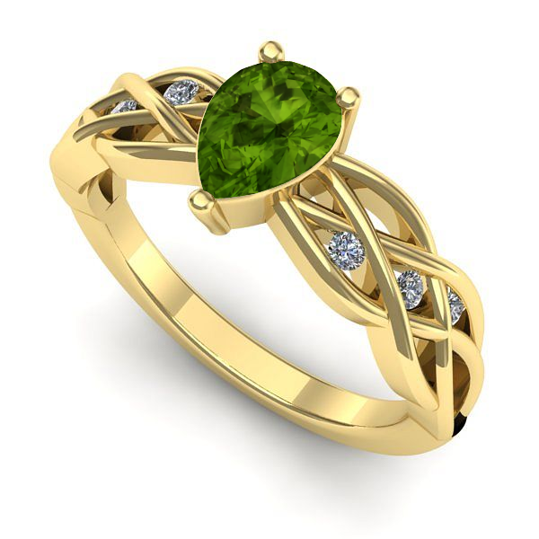 Inel de logodna din aur galben cu peridot