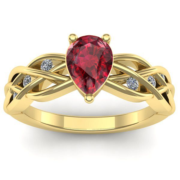 Inel logodna cu rubin lacrima