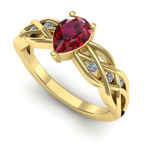 Inel de logodna din aur galben cu rubin