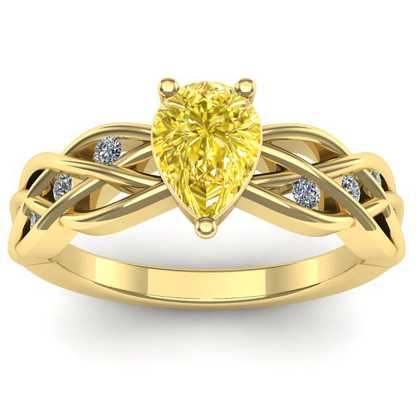 Inel logodna cu safir galben lacrima