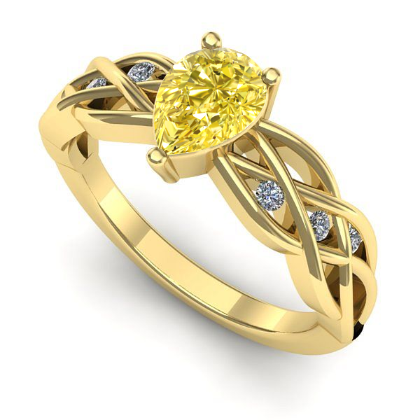 Inel de logodna din aur galben cu safir galben