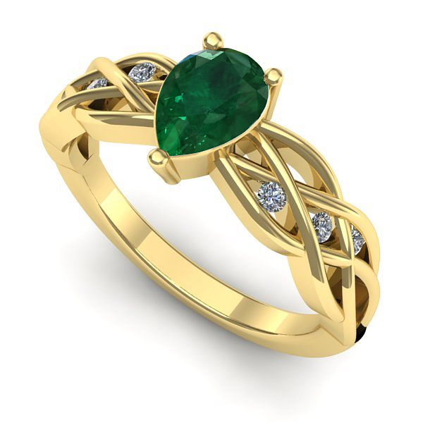 Inel din aur galben cu smarald