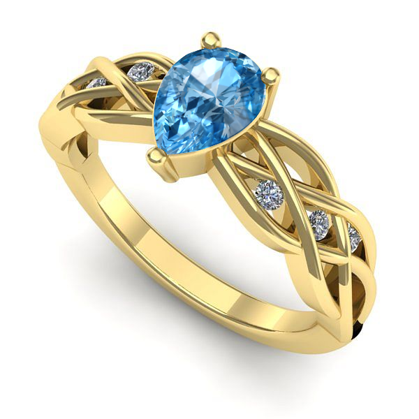 Inel din aur galben cu topaz blue