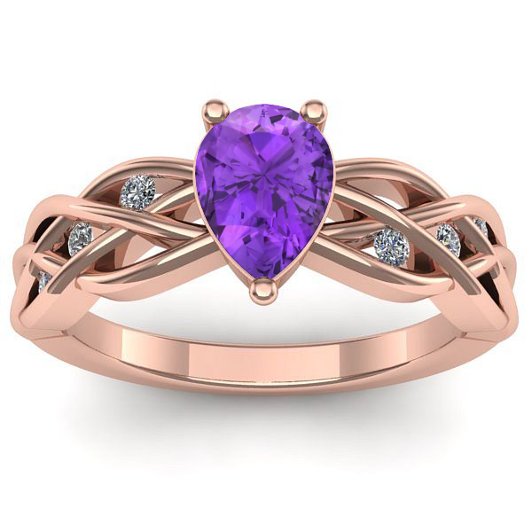 Inel de logodna cu ametist lacrima