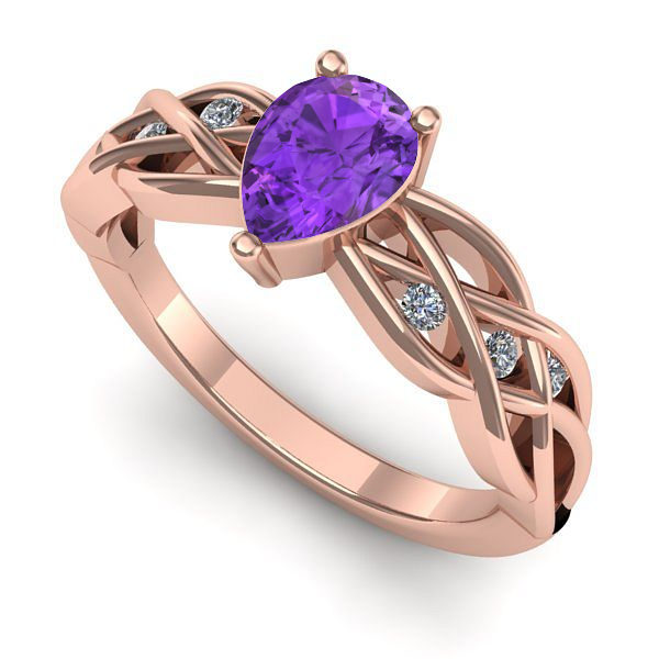 Inel din aur roz cu ametist