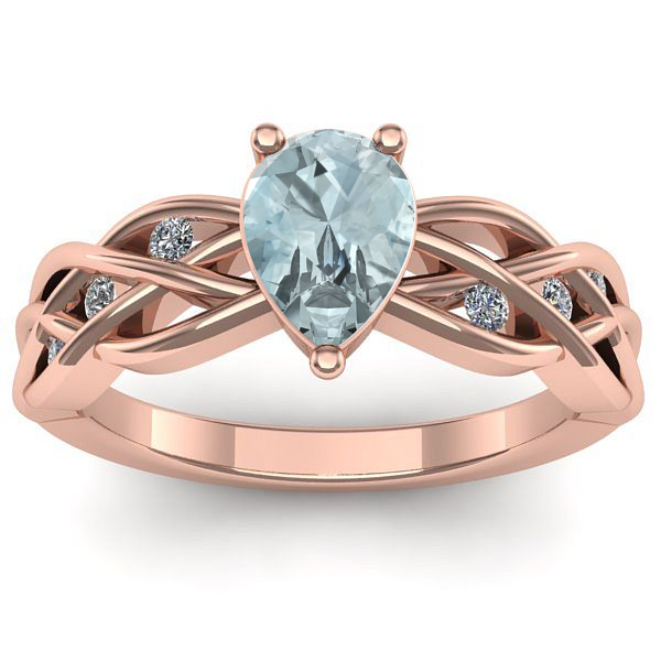 Inel logodna cu aquamarin lacrima