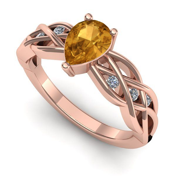 Inel din aur roz cu citrin