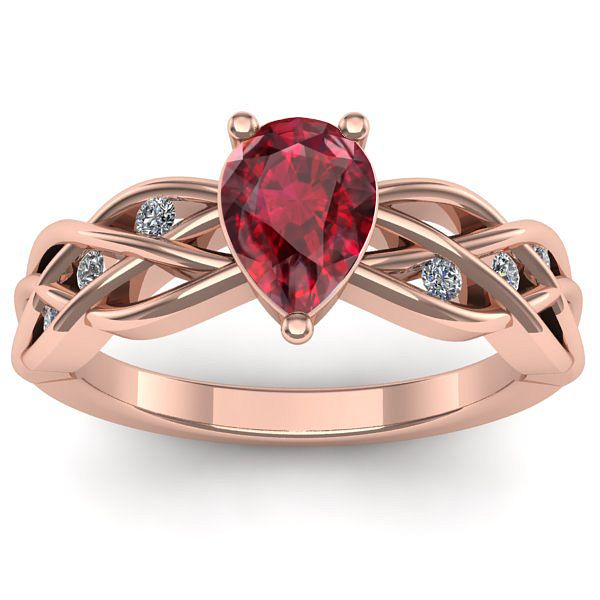 Inel logodna cu rubin lacrima