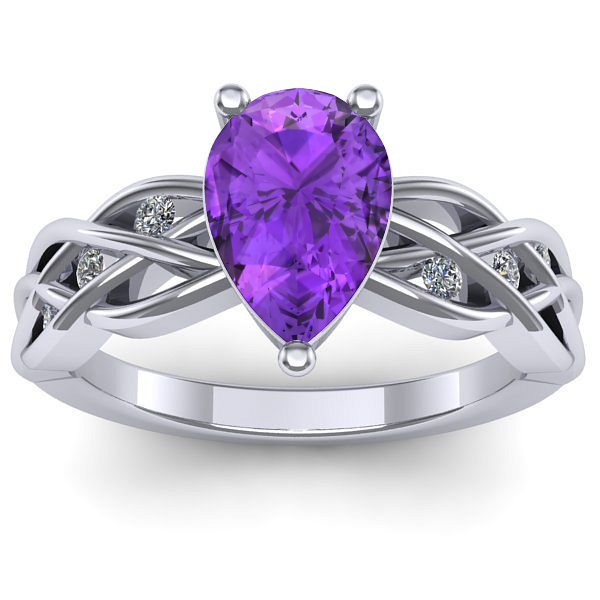 Inel de logodna cu ametist lacrima