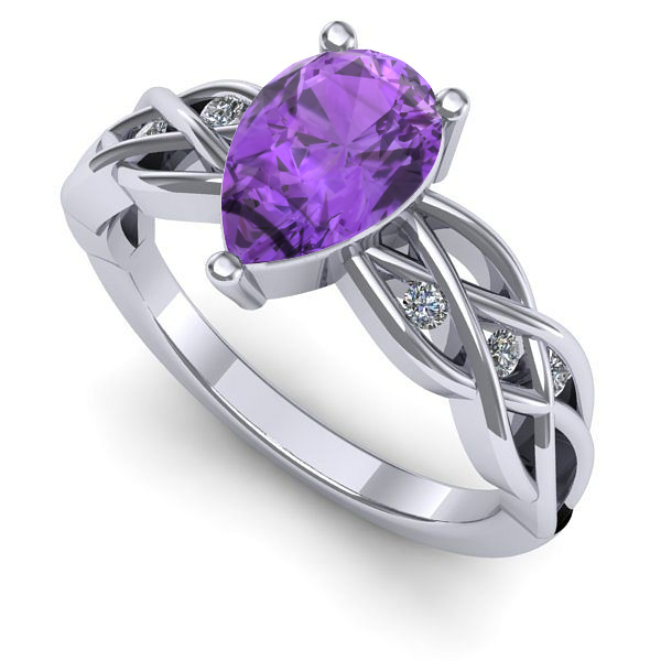 Inel din aur alb cu ametist