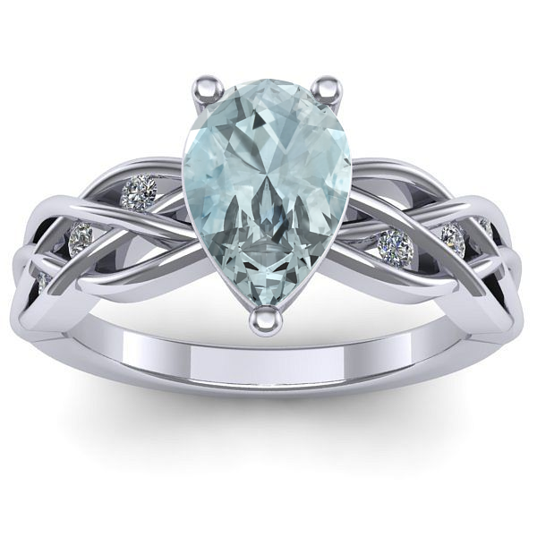 Inel de logodna cu aquamarin lacrima