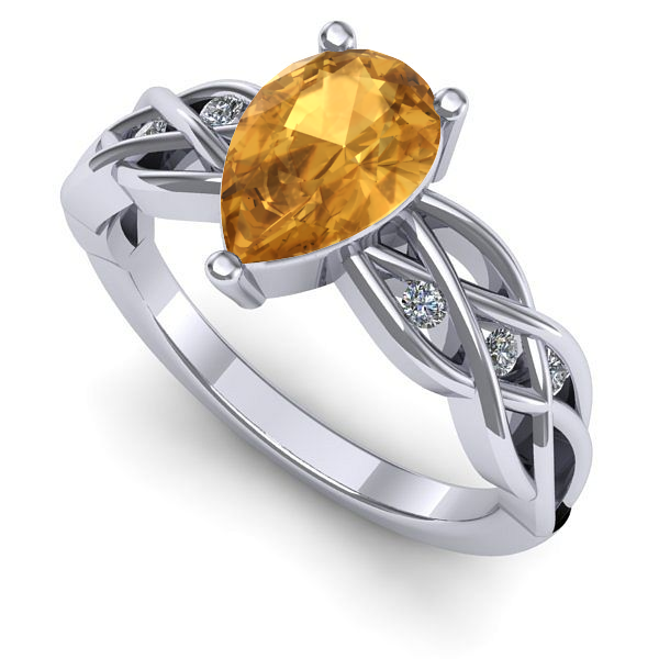 Inel din aur alb cu citrin