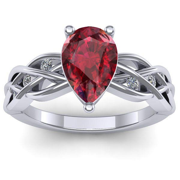 Inel logodna cu rubin lacrima