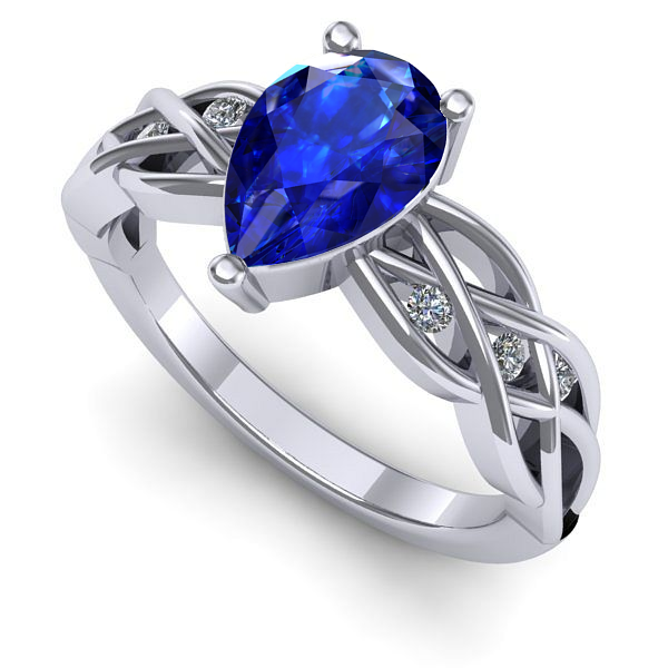 Inel din aur alb cu safir