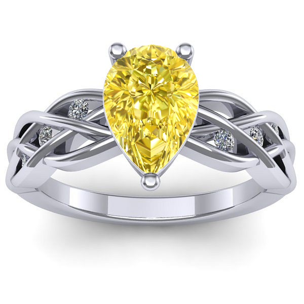 Inel logodna cu safir galben lacrima