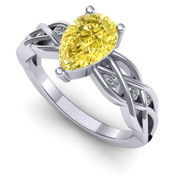 Inel din aur alb cu safir galben