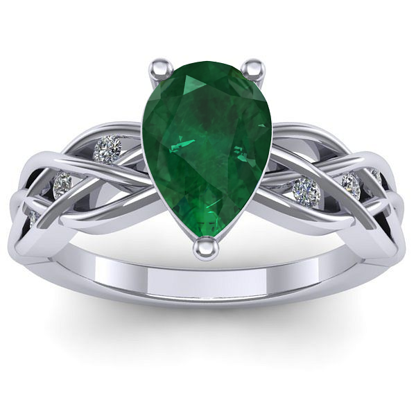 Inel logodna cu smarald lacrima
