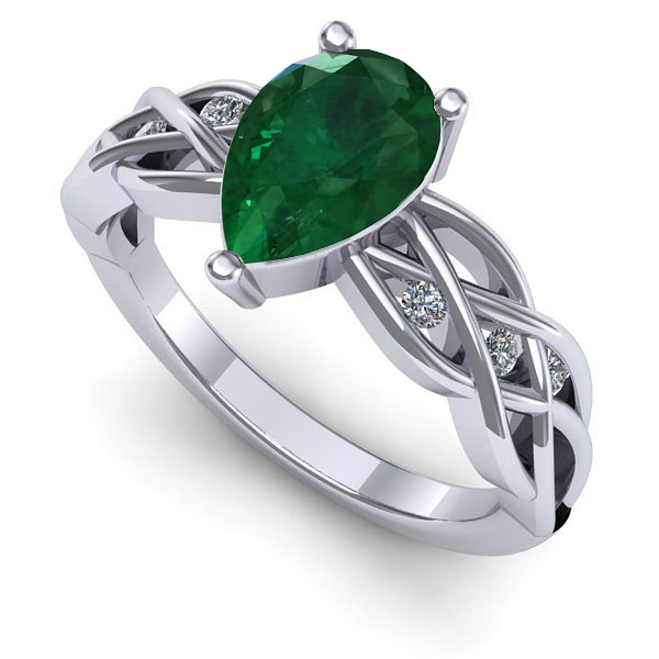 Inel din aur alb cu smarald